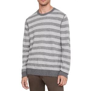Vince Men’s Birdseye Grey Striped Wool Cashmere Sweater Size Small